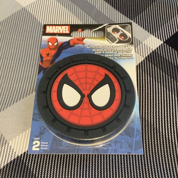 Plasticolor Spiderman Car Coaster, 2x Cupholder Coasters Marvel Comics Spiderman - Picture 1 of 3